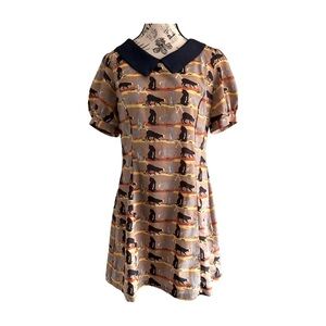 Peppermint Cat Print Dress – Made in USA – Tagged L, Fits M